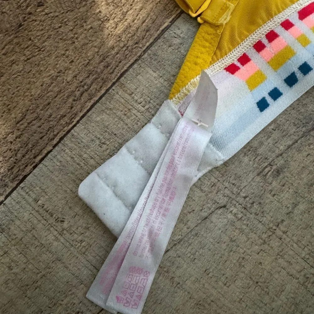 Victorias Secret PINK Wear Everywhere Wireless Lightly Lined Bra Yellow Rainbow